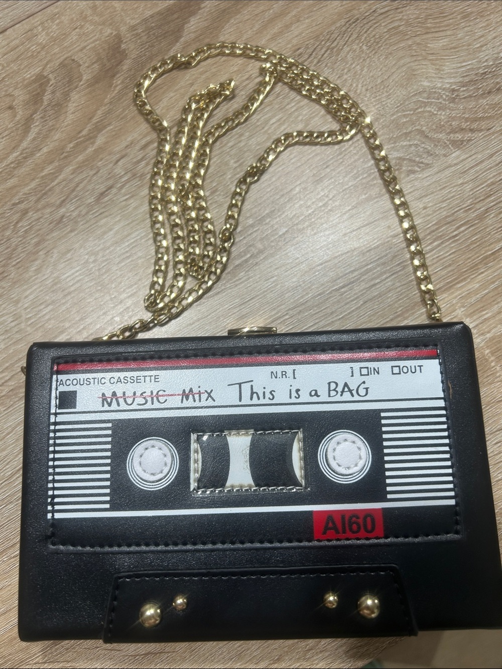 Adorable cassette tape crossbody bag